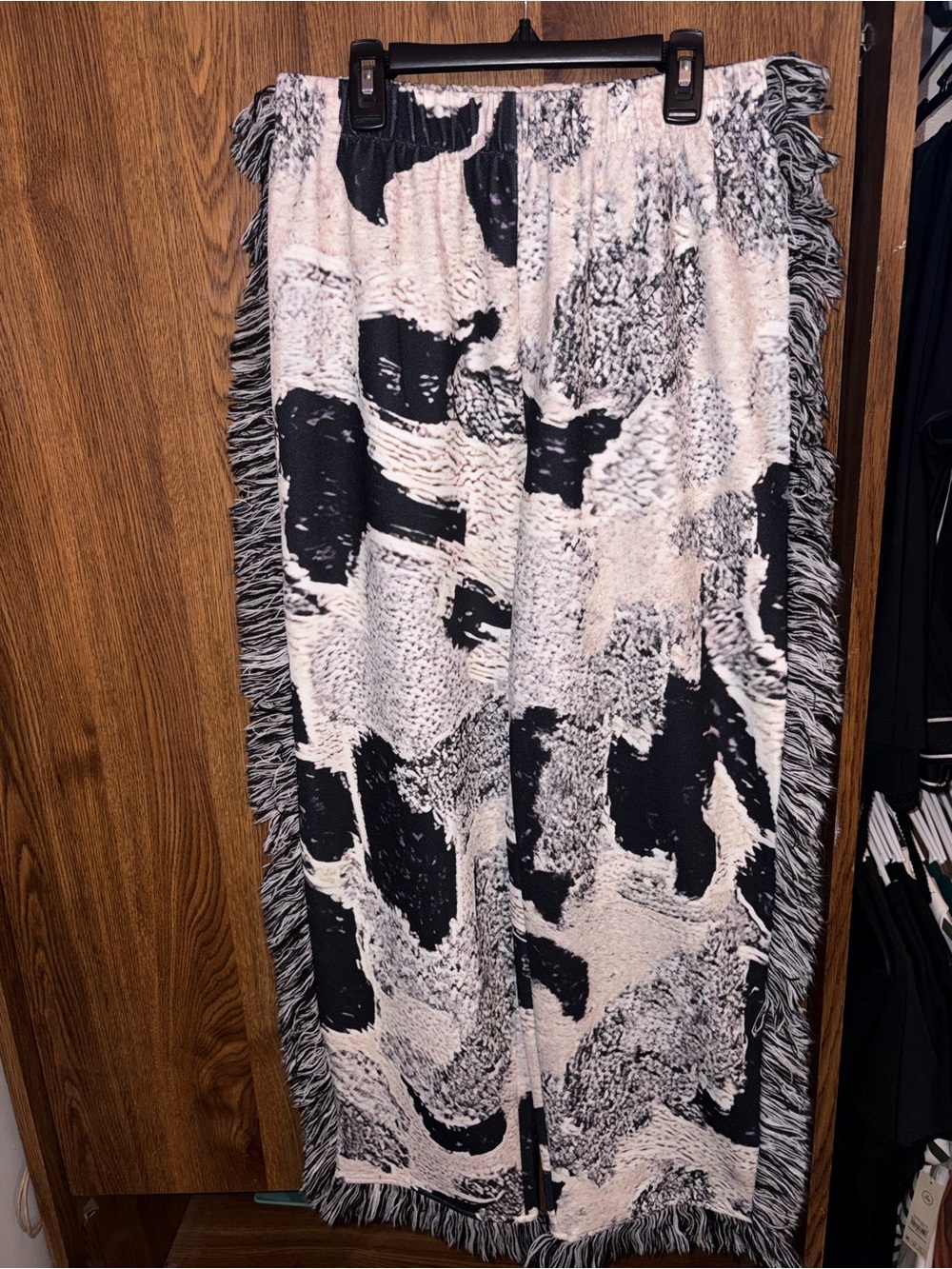 SHEIN Black and White Fringe Maxi Skirt